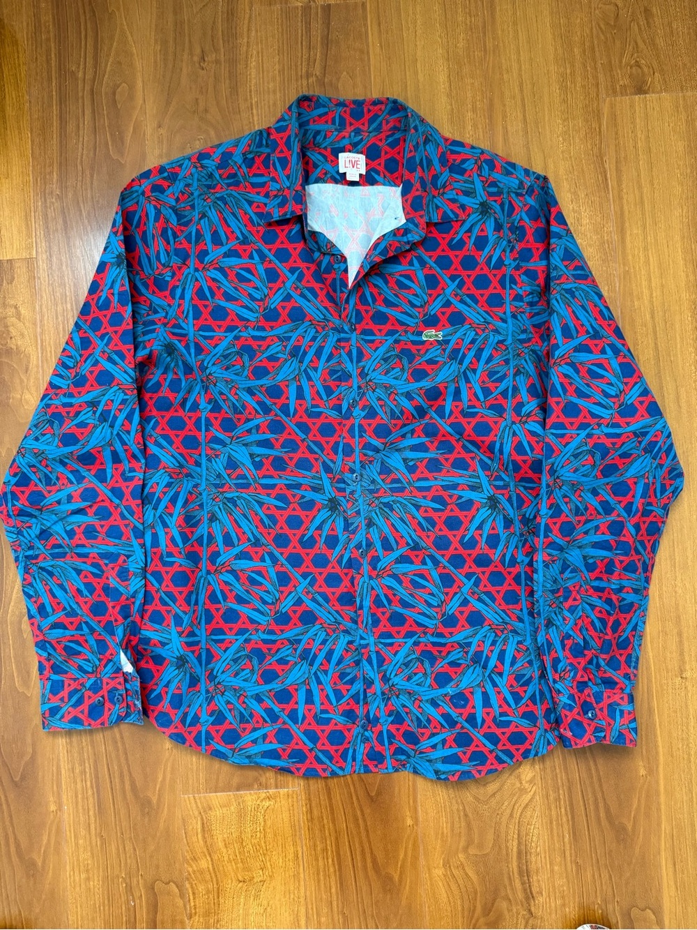Lacoste Red and Blue Casual Button Down Shirt